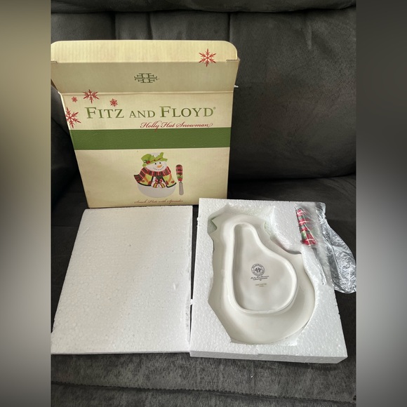 Christmas New Fitz & Floyd Holiday Hat Snowman Serving Set - Picture 4 of 5